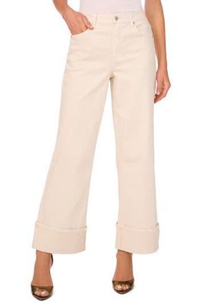 1.State High Waist Cuffed Wide Leg Jeans in New Ivory at Nordstrom Rack, Size 0