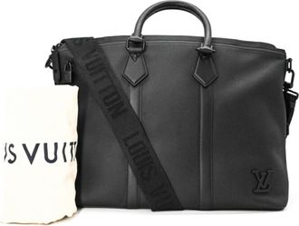 Louis Vuitton Black Noir Leather Shoulder Bag Tote Bag (Pre-Owned)