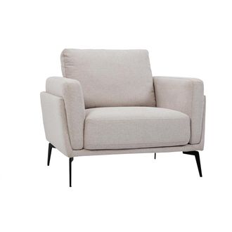 Miliboo Miliboo - Sill&oacute;n Moderno De Tejido Efecto Aterciopelado Texturizado Beige Y Metal Negro Mosco