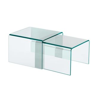 Sweeek Mesas de centro nido rectangulares y cuadradas de cristal templado