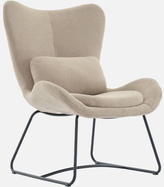 Sweeek Sweeek - Sillón de tela con cojín, Nina, Beige, 75x78x101 cm