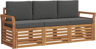 vidaXL Juegos De Sof&aacute;s 3 Uds. Natural Y Antracita Vidaxl