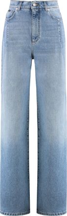 Dolce & Gabbana Womens Wide-leg Jeans With 5 Pockets - Light Grey Cotton - Size EU 46 (Womens)