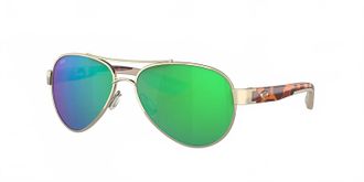 Costa Unisex Loreto Polarized Sunglasses In Rose Gold W/tortoise Temples Frame Green Mirror