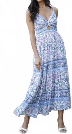 Angie Womens V Neck Twist Front Cut Out Maxi Dress In Periwinkle