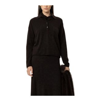 Luisa Cerano Jersey tipo polo de lana y cachemira marr&oacute;n oscuro - Knitwear - Mujer - Marr&oacute;n - XL
