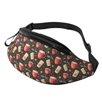 Generic Coffee Time Print Waist Packs Waist Bag Unisex Fanny Pack For Outdoors Walking Travel 14X35Cm