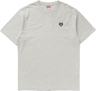 Kenzo T-Shirts, male, Gray, 2XL, Lucky Tiger Embroidered Crest T-Shirt