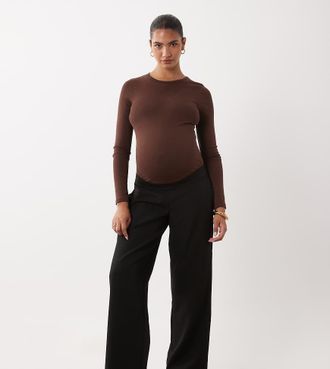 Mama Licious Mamalicious Maternity pantaloni a gamba larga neri-Nero