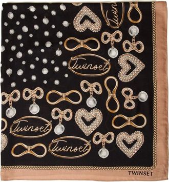 Twinset Accessoires, Dames, Zwart, ONE Size, Kefia Sjaal