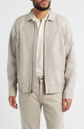 Nordstrom Linen Harrington Jacket in Grey Fungi - White at Nordstrom, Size Xx-Large