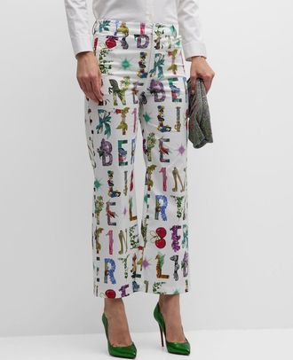Libertine - Libertine Deco Letters Wide-Leg Crop Pants
