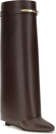 Givenchy Womens Leather Shark Boots Ebony Brown