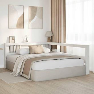 Berkfield Home Decorative Bookcase Headboard L-Shaped White 140 cm Solid Wood Pine