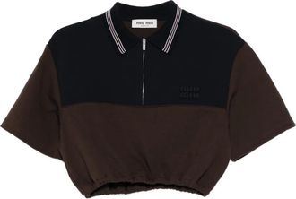 Miu Miu Polotop met korte mouwen en halve rits - Bruin