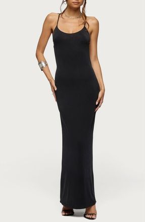Edikted Zhuri Ring Backless Maxi Dress in Black at Nordstrom, Size X-Small