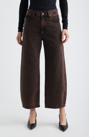 Frame Denim The Bow Crop Barrel Leg Jeans in Mocha Brown at Nordstrom, Size 29
