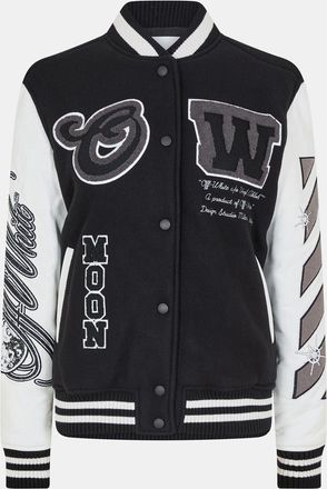 Off-white Womens Off White Meteor Embroidered Snap Button Varsity Jacket in Black/White - Size 6 UK