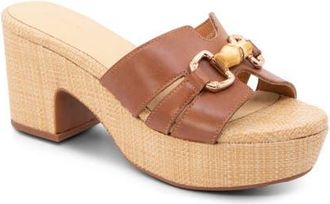 Chocolat Blu Gianna Platform Slide Sandal in Camel Leather at Nordstrom, Size 9.5