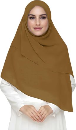 Lina & Lily Premium Chiffon Hijab Head Scarf Shawl Wrap for Muslim Women Square 145 x 145cm (Coffee Brown)