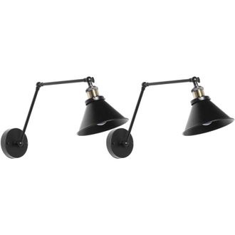 Beliani Set di 2 applique da parete in metallo nero Narva
