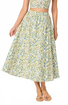 Astr Wylda Floral Print Skirt In Blue Green Multi Floral