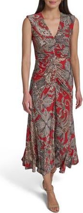Tommy Hilfiger Ruched Jersey Midi Dress in Red Dahlia at Nordstrom Rack, Size 10
