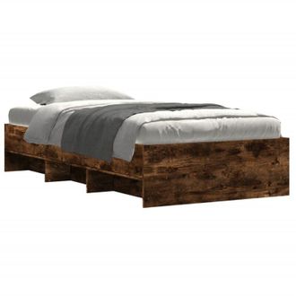 vidaXL Vidaxl - Bed Frame without Mattress Smoked Oak 90x190 cm Single Engineered Wood