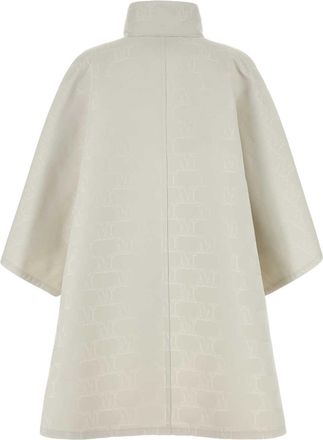 Max Mara Womens Chalk Jacquard Cape 005 Exterior: Polyester Cappotti Coat