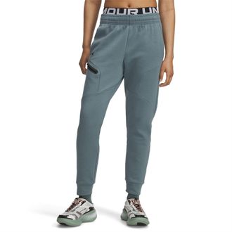 Under Armour Womens Unstoppable Solid Patterned Slim Joggers in Jasper Blue - Size 16 UK