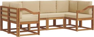 vidaXL Conjunto De Sof&aacute;s De Exterior 6 Uds. Natural Y Beige Vidaxl