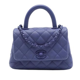 Chanel Pre-owned Vintage Quilted Caviar Leather Satchel - Dames - Pre-owned - Paars - Maat: ONE Size Leer