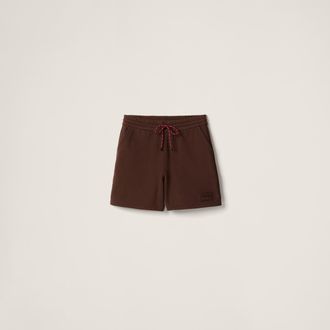 Miu Miu Cotton Fleece Shorts, Woman, Cocoa Brown, Size 36