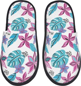 Generic Slippers For Women Hawaiian Style Print Ladies House Slippers Warm Lightweight Shoes For Indoor Outdoor, For Hotel, Travel, Indoor Outdoor, L