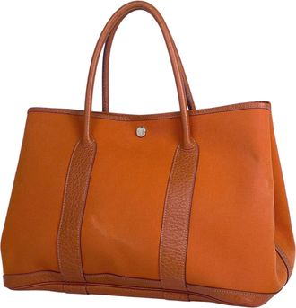 Herm&egrave;s Garden Brique Orange Toile Officier Handbag Tote Bag (Pre-Owned)