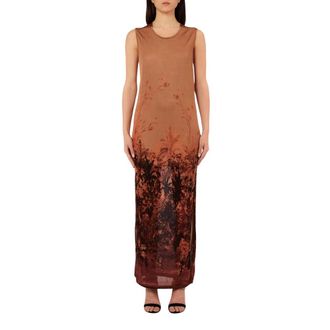 Liu Jo Maxi Dresses, female, Brown, Size: S Long Printed Knit Dress