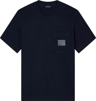 Emporio Armani T-shirt met zakdetail in Marine - Heren - T-shirts - Zwart - M - Katoen - Tops