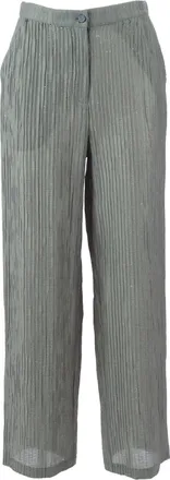 Emporio Armani Cropped Vertical Pleat Straight-Leg Pants