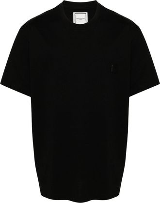 Wooyoungmi logo-patch T-shirt - men - Cotton/Polyester/Cotton/Elastane - 50 - Black