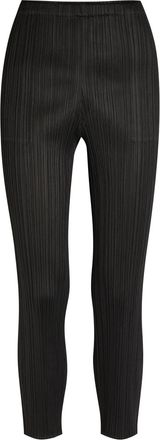 Pleats Please Issey Miyake Pleated Tapered-leg Woven Trousers - Black - 3