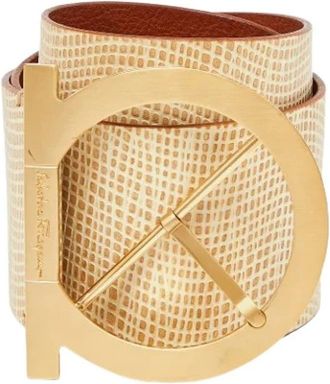 Ferragamo Pre-owned Leren Riem - Dames - Vintage Accessoires - Beige - ONE Size - Leer - Vintage