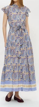 Oliphant Ruffle Collar Button Maxi Dress In Izmir Blue