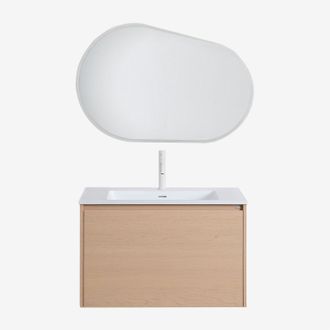 Sklum Conjunto De Mueble De Ba&ntilde;o Suspendido 80x50 Cm En Madera Con Lavabo Integrado Jacob Sklum