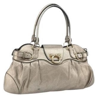 Ferragamo Pre-owned Handbags, female, Beige, Size: ONE SIZE Pre-owned Leather Handbag