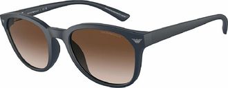 Emporio Armani Matblauwe zonnebril met bruin verloop - Heren - Zonnebrillen - Blauw - 53 MM - Accessoires