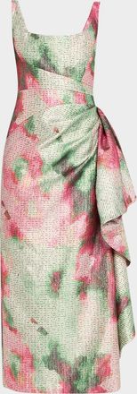 Lela Rose Florence Scoop-Neck Midi Sheath Dress