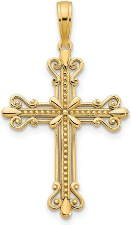 Diamond2Deal 14k Yellow Gold Fancy Cross Pendant
