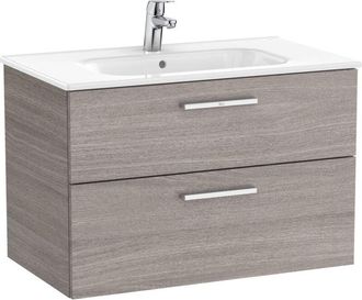 Roca Unik - Mueble Base 2 Cajones + Lavabo - Roca Color: Roble City Texturizado - Medidas: 805x453x515 Mm