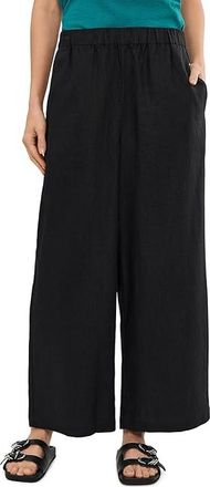 Eileen Fisher Organic Linen Ankle Wide Pants Womens Clothing Black : XS 27