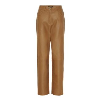 BTF-CPH Btfcph - Leren broek met rechte pijpen - Dames - Broeken - Beige - Maat: S Leer